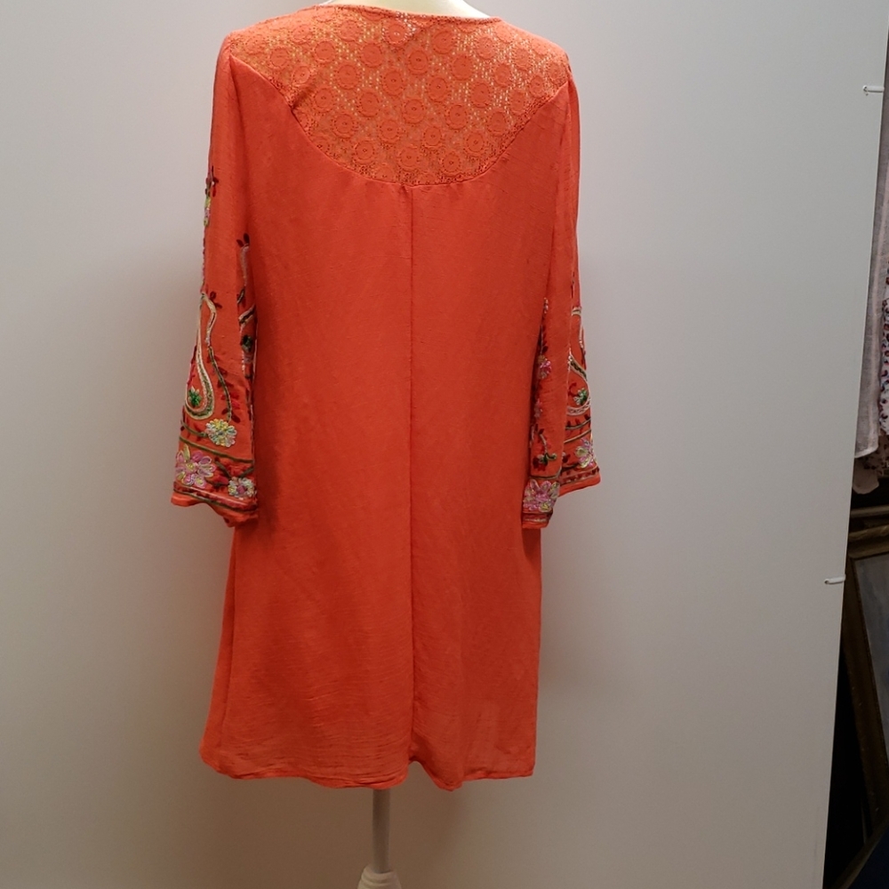 Anthro Fig & Flower Sz M Embroidered Dress E25 - Picture 4 of 8